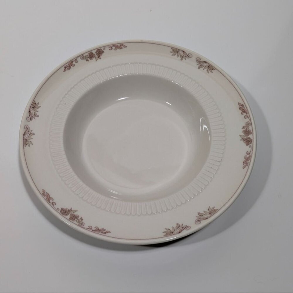 Syracuse China Montlynn Large Rim Soup Bowl White Floral Design USA
